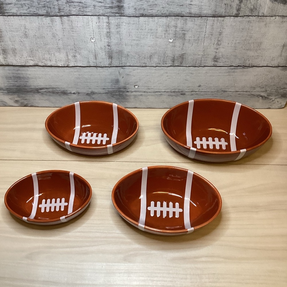 Eternal Living Ceramic Football Party Bowls set of 4 - Picture 3 of 3